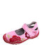 Kids Leather Ballerinas with Hoop & Loop Closure Pink