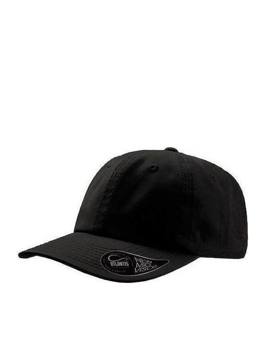Atlantis Dad Hat Εξάφυλλο Καπέλο Τζόκεϊ 100% Βαμβάκι Chino Twill 280g/m Black