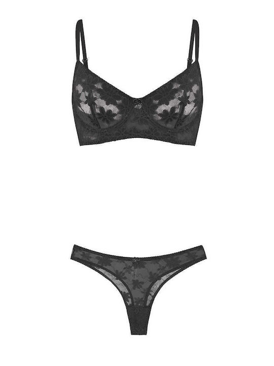 Celestino Damenunterwäsche-Set Mit Spitze Schwarz