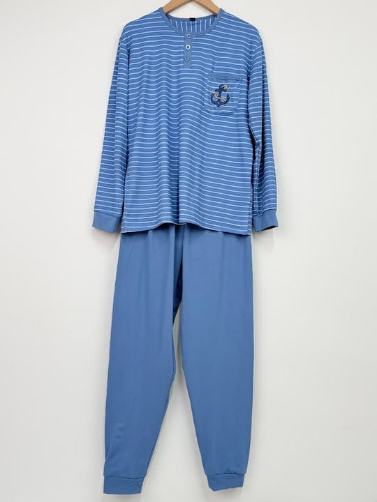 Lovelx Homewear Winter Men's Cotton Pajama Light Blue