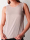 Women's Sleeveless T-Shirt Beige