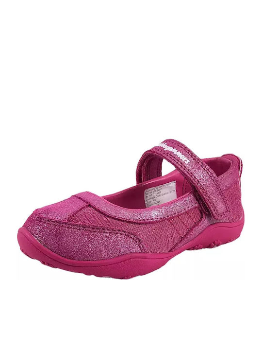 Παιδικές Μπαλαρίνες mit Bügel- und Schleifenverschluss Leder Rosa