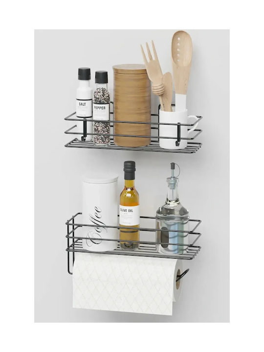 SteweHome Wall Wooden Shelf 30x10cm 2 Pieces Black