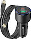 Swissten 45W PD USB-C 18W QC USB 3.0 Автомобилно Зарядно Устройство USB-C Кабел Черен