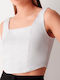 Γυναικείο Crop Top Βαμβακερό Αμάνικο Λευκο