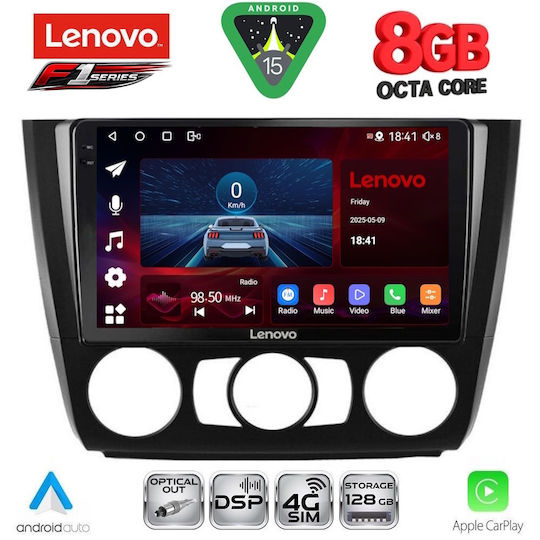 Lenovo Car Audio System for BMW Series 1 2004-2013 with A/C (Bluetooth/USB/WiFi/GPS/Apple-Carplay/Android-Auto) with Touch Screen 9"