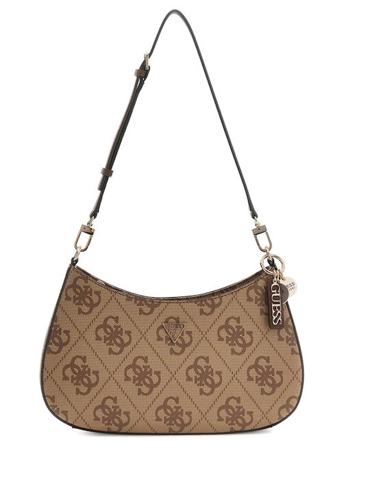 Guess Noelle Ii Γυναικεία Τσάντα Ώμου Καφέ