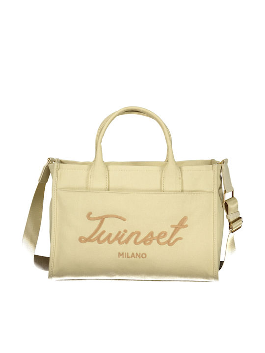 Twinset Текстилна Дамска Тоут Чанта Бежова
