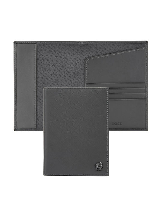 Boss Калъф За Паспорт Кожа Сив Hlp526h