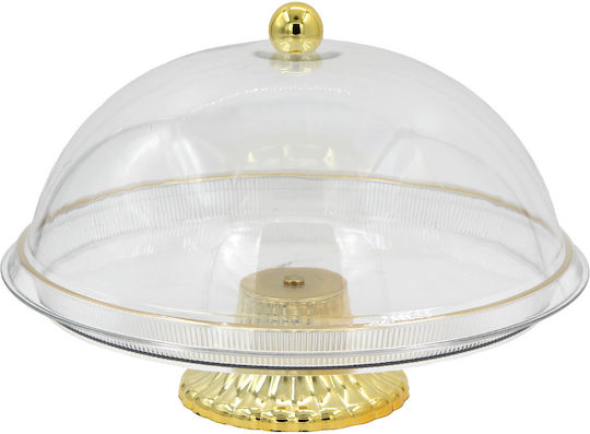 Keskor Τουρτιέρα Πλαστική με Καπάκι Χρυσή 32x32x22εκ.