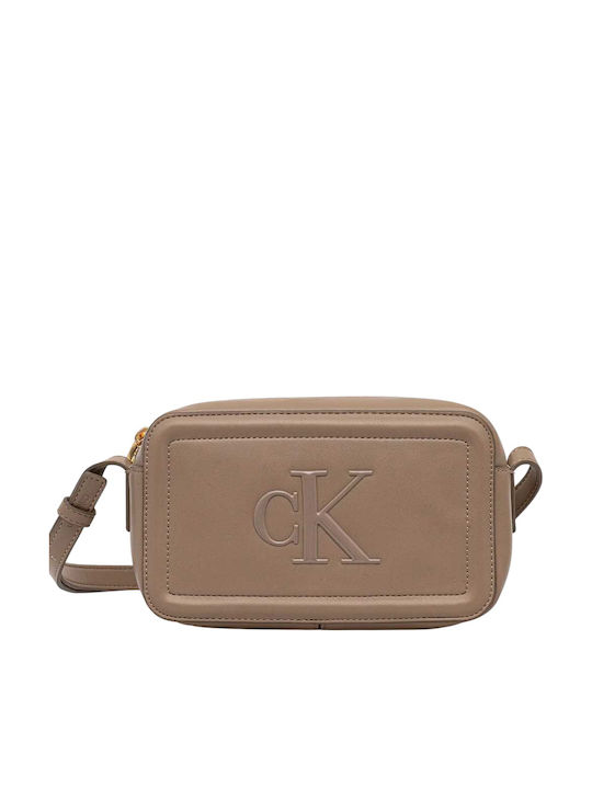 Calvin Klein Raised Ck Γυναικεία Τσάντα Ώμου Καφέ