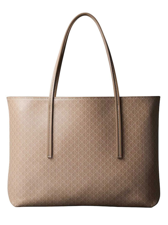 Calvin Klein Aop Small Women's Beige Tote Bag