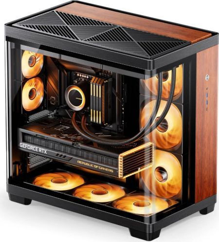 Jonsbo TK-4 Gaming Midi-Turm Computergehäuse mit Seitenfenster Wood