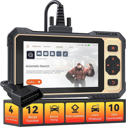 Thinkscan 662 Auto Tester Obd2 Scanner Ecm Tcm Srs Abs 12 Reset Functions Black Yellow