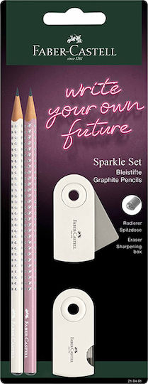 Комплект Faber Castell 218481 Sparkle Ii Coconut Rose 2 Молива Гума Острилка