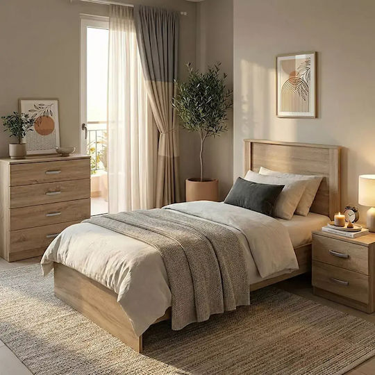 Set de Dormitor Athos Sonoma cu Saltea 90x190buc 3buc