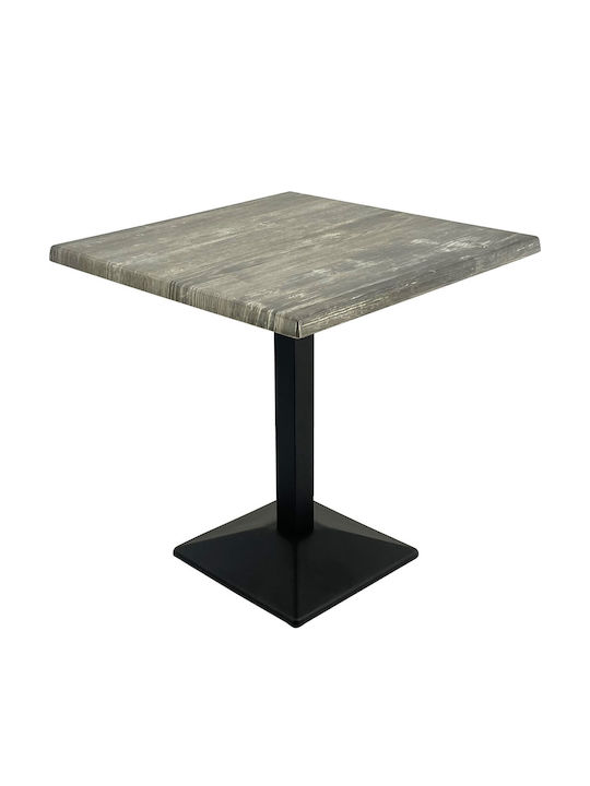 Masă Pătrată Bar Din Lemn Cu Ramă Metalică Old Pine Negru 70x70x74cm