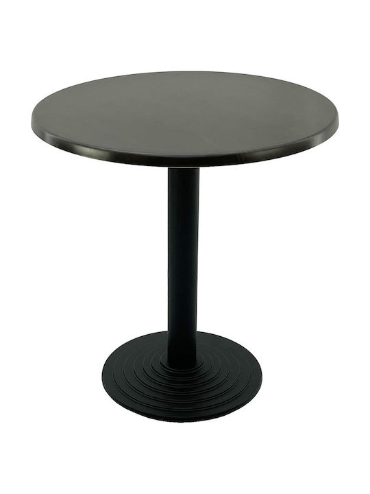 Masă Rotundă Bar Din Lemn Cu Ramă Metalică Wenge Negru 70x70x74cm
