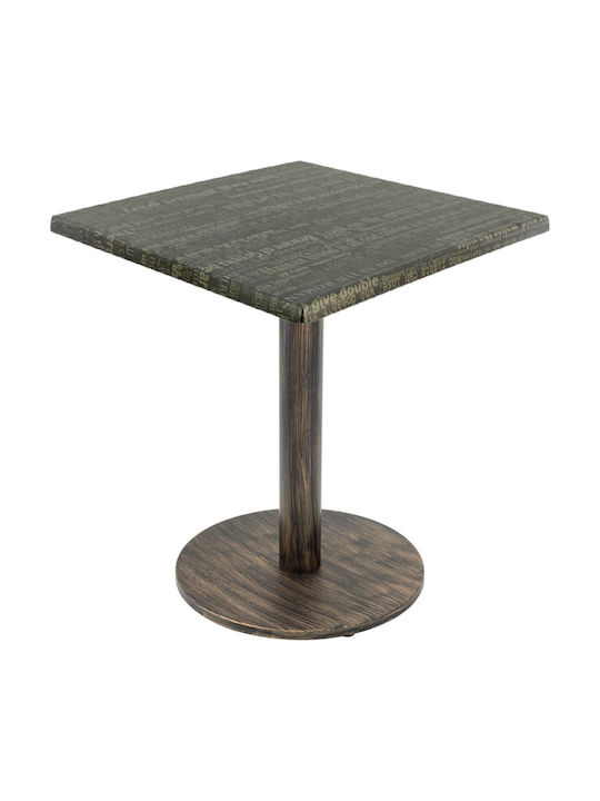 Quadratischer Bar-Tisch Holz Mit Metallrahmen Graphit Antik Bronze 70x70x74cm