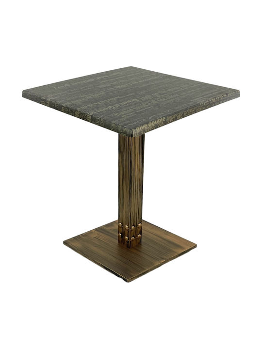 Square Bar Table Wooden with Metal Frame Graphite Night Vintage Bronze 70x70x74cm