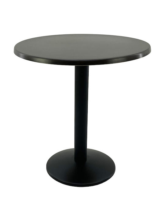 Masă Rotundă Bar Din Lemn Cu Ramă Metalică Wenge Negru 70x70x74cm