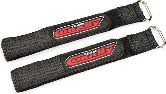 Team Corally Pro Battery Straps 250x20mm Metal Buckle Silicone Anti-slip Strings Black 2 Pcs Team Corally