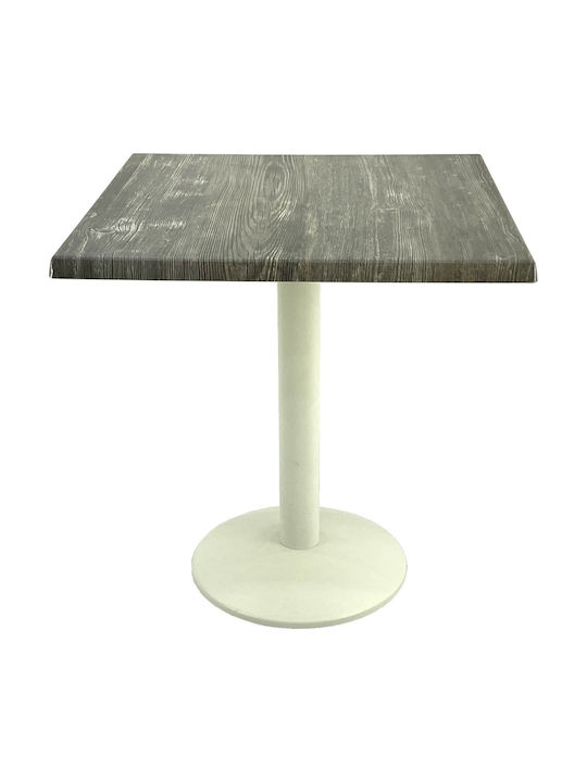 Masă Pătrată Bar Din Lemn Cu Ramă Metalică Old Pine Alb 70x70x74cm