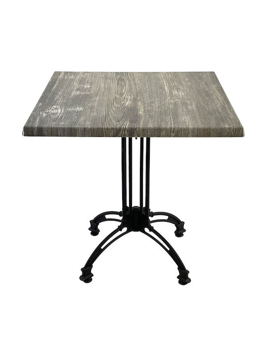 Masă Pătrată Bar Din Lemn Cu Ramă Din Aluminiu Old Pine 70x70x71cm