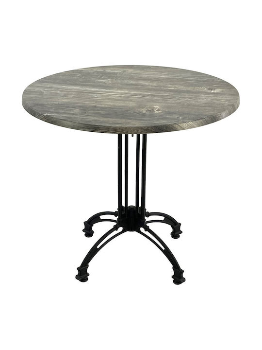 Masa Rotundă Bar Din Lemn Cu Ramă Din Aluminiu Old Pine 80x80x71 cm