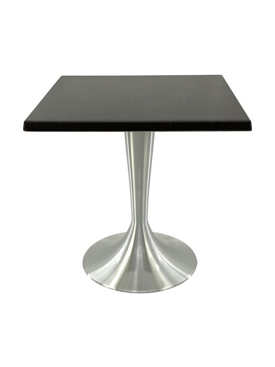 Masă Pătrată Bar Din Lemn Cu Ramă Din Aluminiu Wenge 70x70x74 cm