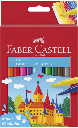 Faber-Castell Μαρκαδόροι Ζωγραφικής Λεπτοί, Πλενόμενοι Σετ 12 χρώματα
