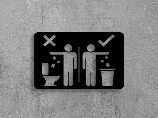 Wc Icon Sign Do Not Throw Paper Μεταλλο-μαυρο-χρωμα