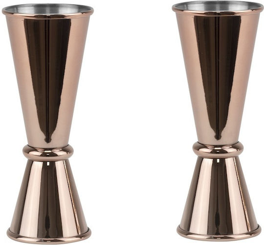 Set 2 Stainless Steel Alcohol Jiggers Bar 15/30ml Copper Finish
