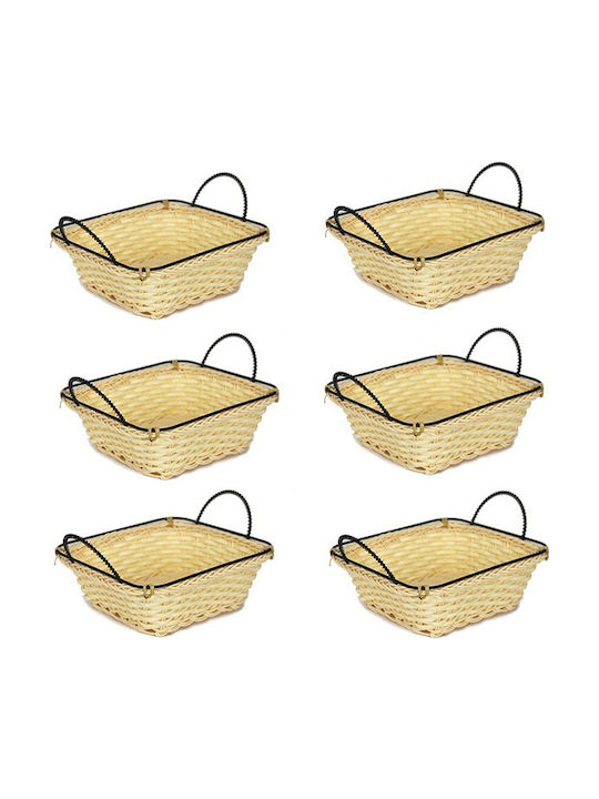 Raki Set de coșuri decorative Metalice cu mânere 18x18x7buc 6buc