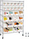 Vevor Storage Shelf 7 Levels 24 Containers Steel Shelf System Wheels Kydwlj1436568uzva001v0