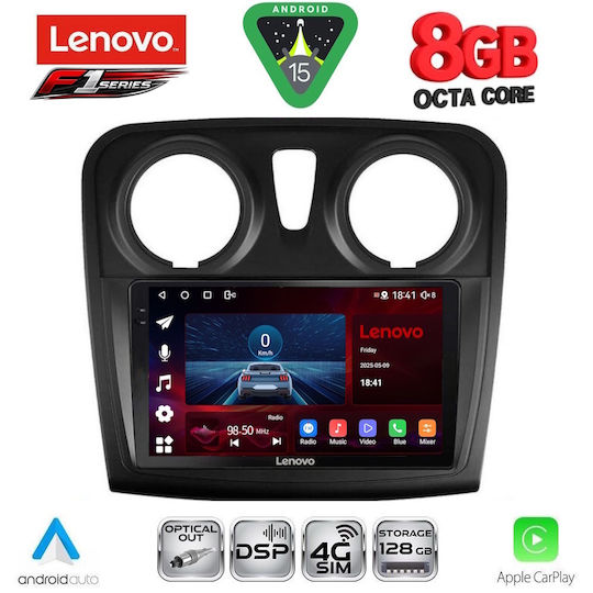 Lenovo Ηχοσύστημα Αυτοκινήτου για Dacia Logan / Sandero 2012-2019 (Bluetooth/USB/WiFi/GPS/Apple-Carplay/Android-Auto) με Οθόνη Αφής 9"