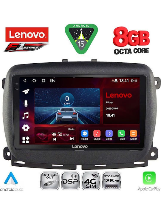 Lenovo Car Audio System for Fiat 500 2016 (Bluetooth/USB/WiFi/GPS/Apple-Carplay/Android-Auto) with Touch Screen 9"