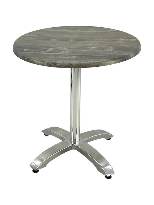 Masă Bar pentru Spații Mici Exterioare din Aluminiu cu Suprafață Din Lemn Old Pine 70x70x74cm