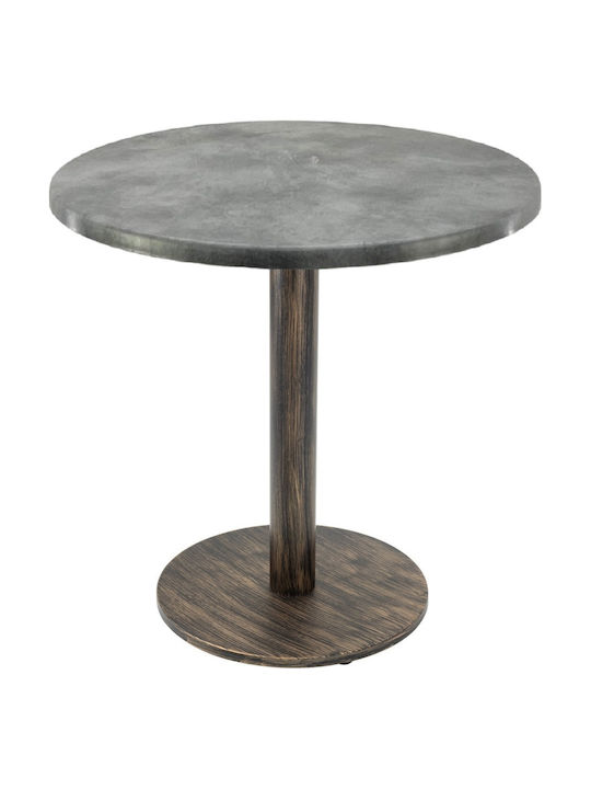 Masă Bar pentru Spații Mici Exterioare Din Lemn cu Ramă Metalică Vintage Bronz 70x70x74cm