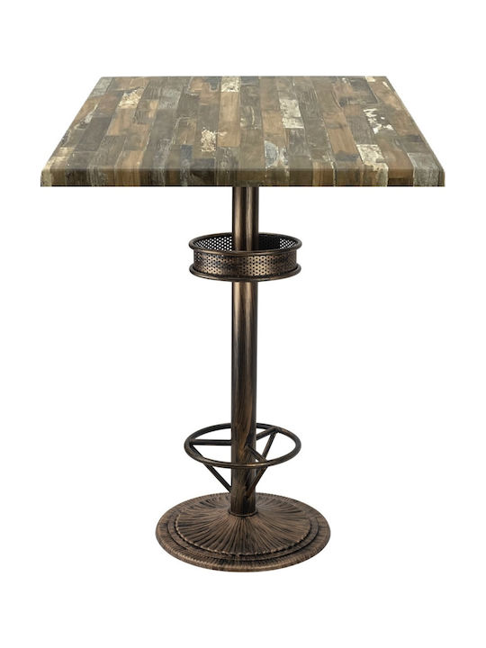 Masa Bar pentru spații exterioare mici Lemn cu schelet metalic Vintage Bronze 80x80x112buc