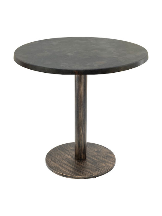 Masă Bar Pentru Spații Mici Exterioare Din Lemn Cu Ramă Metalică Vintage Bronz 70x70x74cm