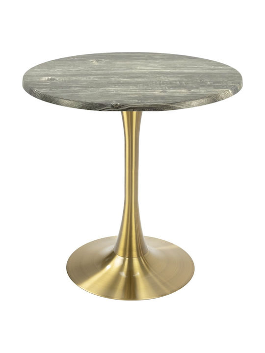 Masă Bar Pentru Spații Mici Exterioare Din Lemn Cu Ramă Metalică Aurie 70x70x74cm