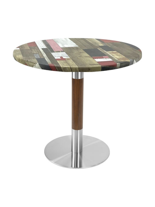 Masă Bar Din Lemn Pentru Spații Mici Exterioare Roșu Argintiu Aspect Lemn 70x70x74cm