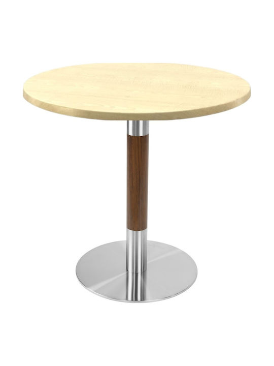 Masă Bar Pentru Spații Mici Exterioare Din Lemn Cu Ramă Metalică Argintie 70x70x74cm