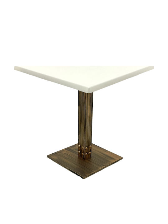Masă Bar pentru Spații Mici Exterioare Din Lemn cu Ramă Metalică Vintage Antic Bronz 80x80x74 cm