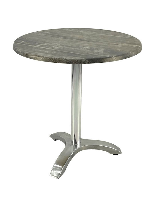 Masă Bar pentru Spații Mici Exterioare din Aluminiu cu Suprafață Din Lemn Old Pine 70x70x74 cm