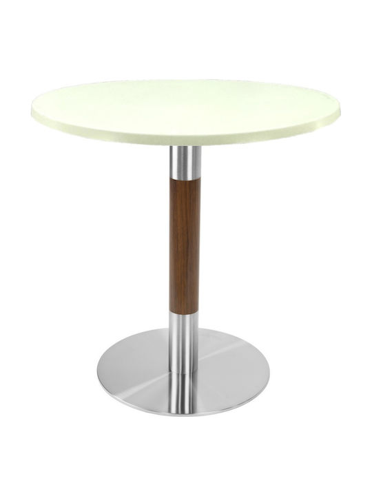 Masă Bar pentru Spații Mici Exterioare Din Lemn cu Ramă Metalică Argintie 60x60x74 cm
