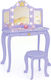 Costway Kids Cosmetic Table Lighting Triple Folding Mirror Purple Hy10338de-zs
