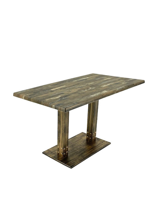 Masă De Exterior Pliabilă Din Lemn Cu Ramă Metalică Bronz 120x70x74cm
