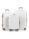 Costway Travel Suitcases Hard White with 4 Wheels Set of 3 Pieces